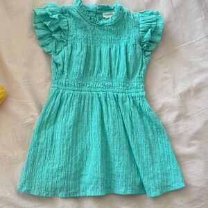J. Crew Aqua Ruffle Sleeve Kids Dress